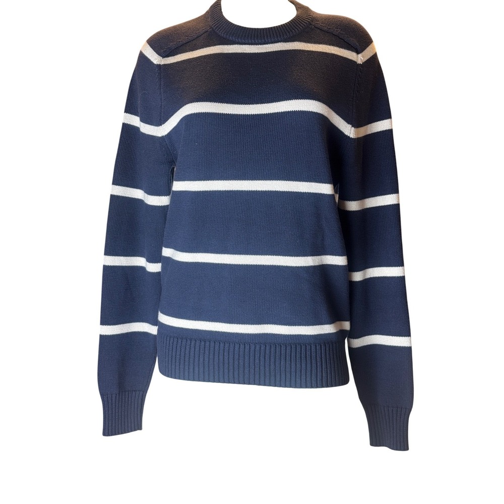 J. Crew 100 Cotton Sweater Navy Blue White BI842 Preppy Small